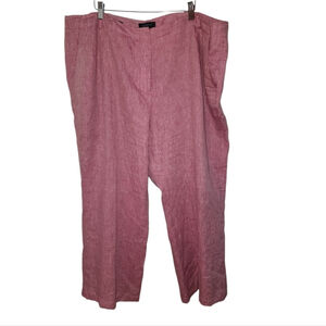 Talbots Pink Wide Leg Linen Trousers - Women's